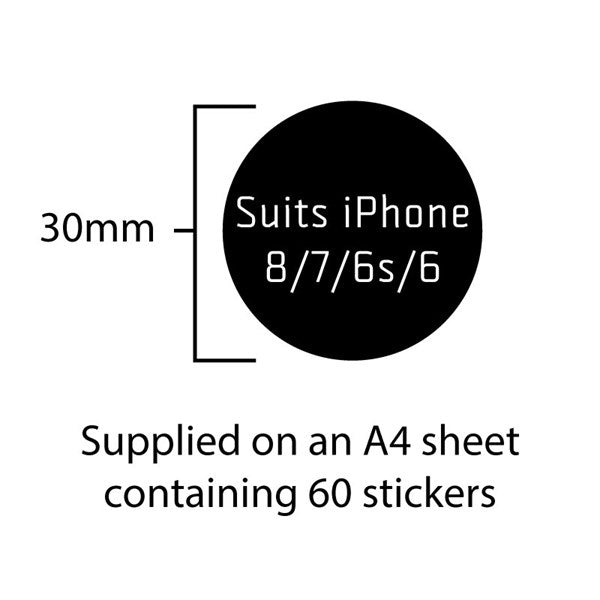 Compatibility Circle Sticker to suit iPhone 8,7,6S, 6 (54 per sheet)