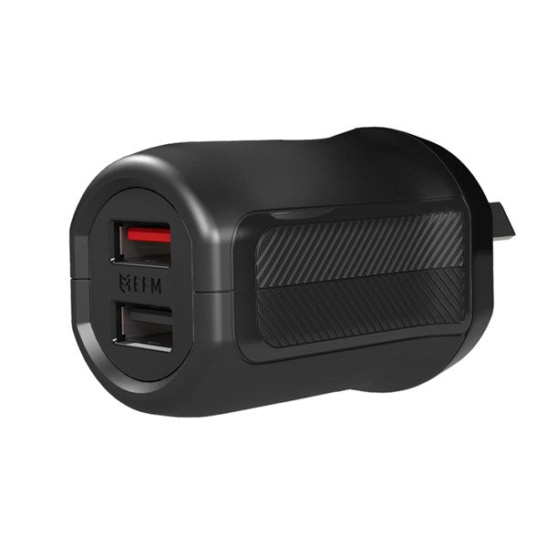EFM Wall Chgr 3.4A Dual USB Rapid Charge NO CABLE - Black