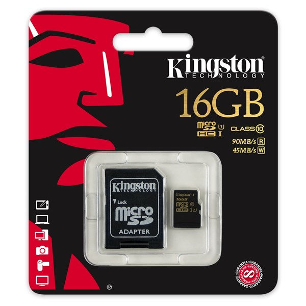 Kingston 16GB MircoSDHC Class 10 UHS-I 45R Flash Card