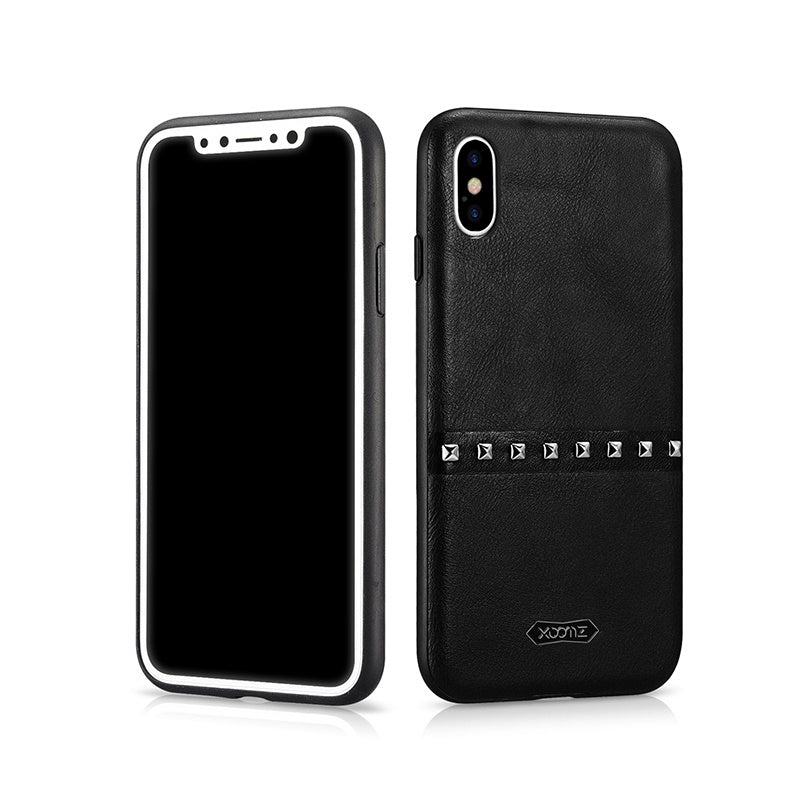 Rivet Decorated PU Leather Case for iPhone X