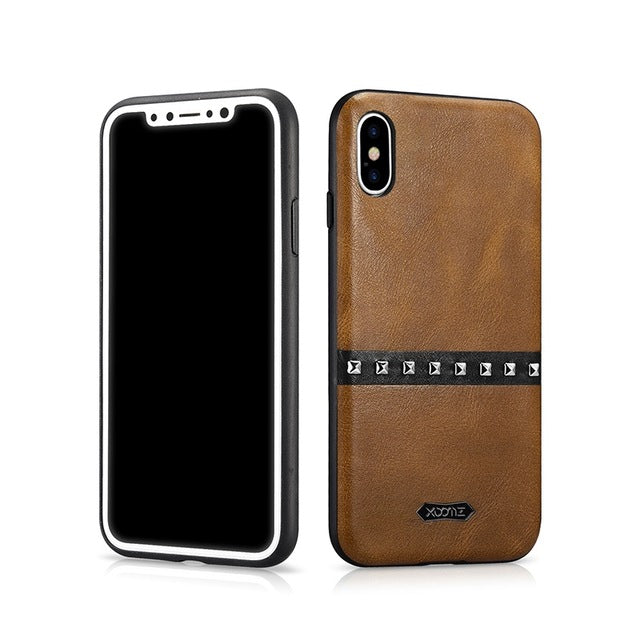 Rivet Decorated PU Leather Case for iPhone X