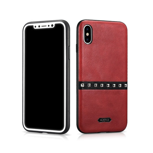 Rivet Decorated PU Leather Case for iPhone X