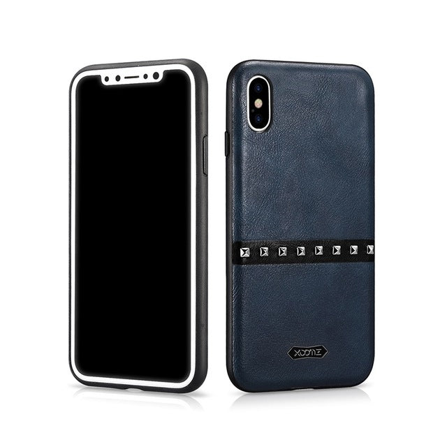 Rivet Decorated PU Leather Case for iPhone X